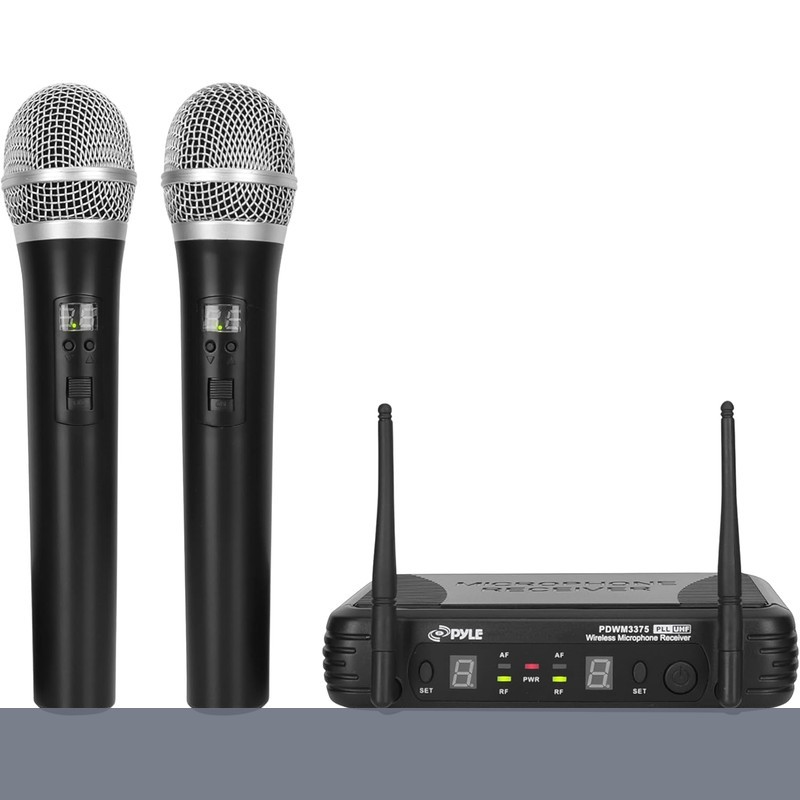 Professional Wireless Microphone System Dual UHF 2 Handheld Mics Stage